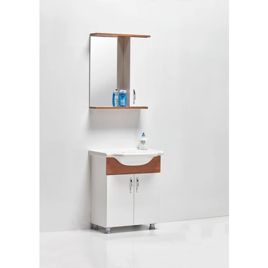 Saydam Royal 65 cm Mdf Teak Beyaz Banyo Dolabı