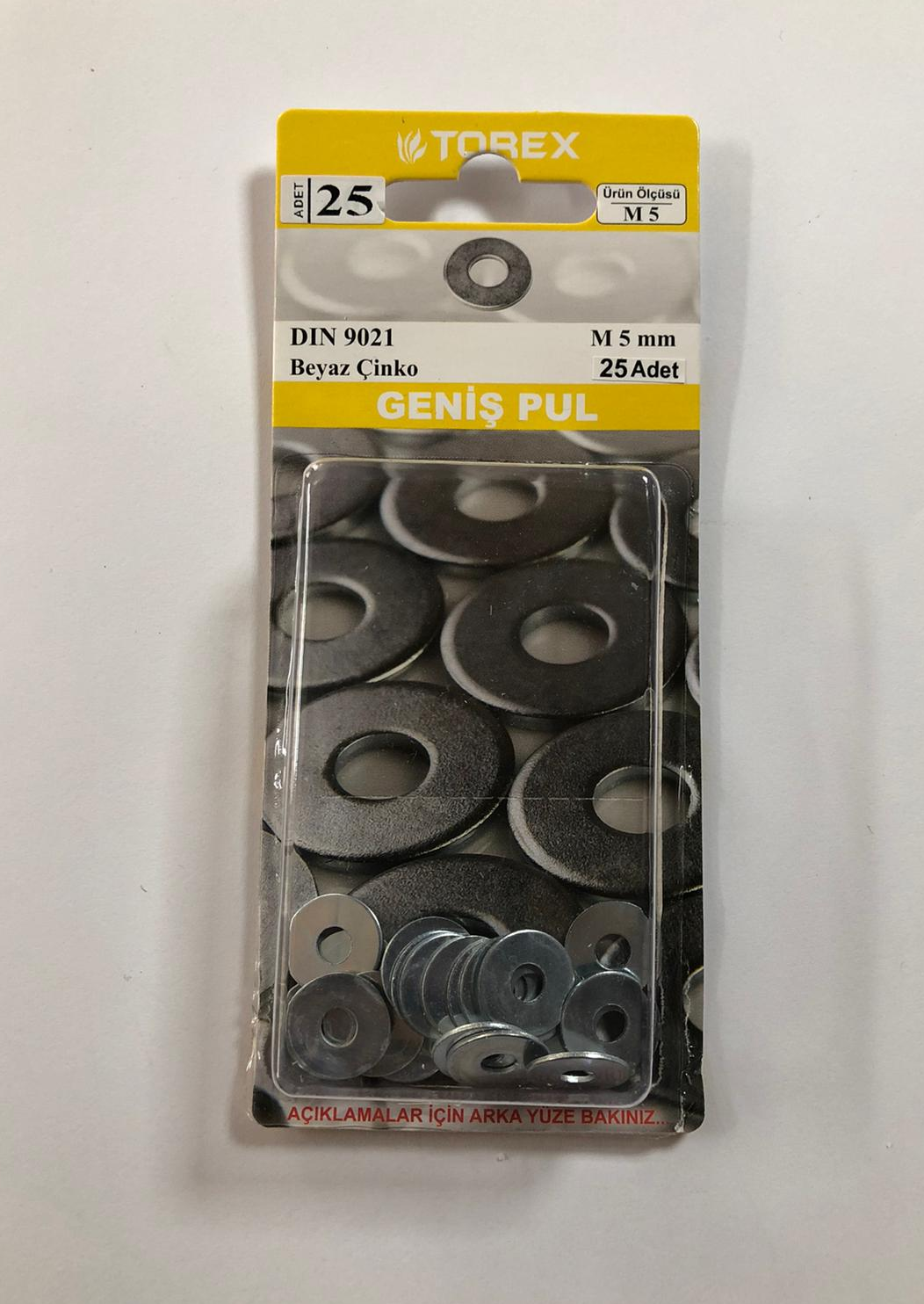 Torex DIN 9021 5 MM 25 Adet Geniş Pul