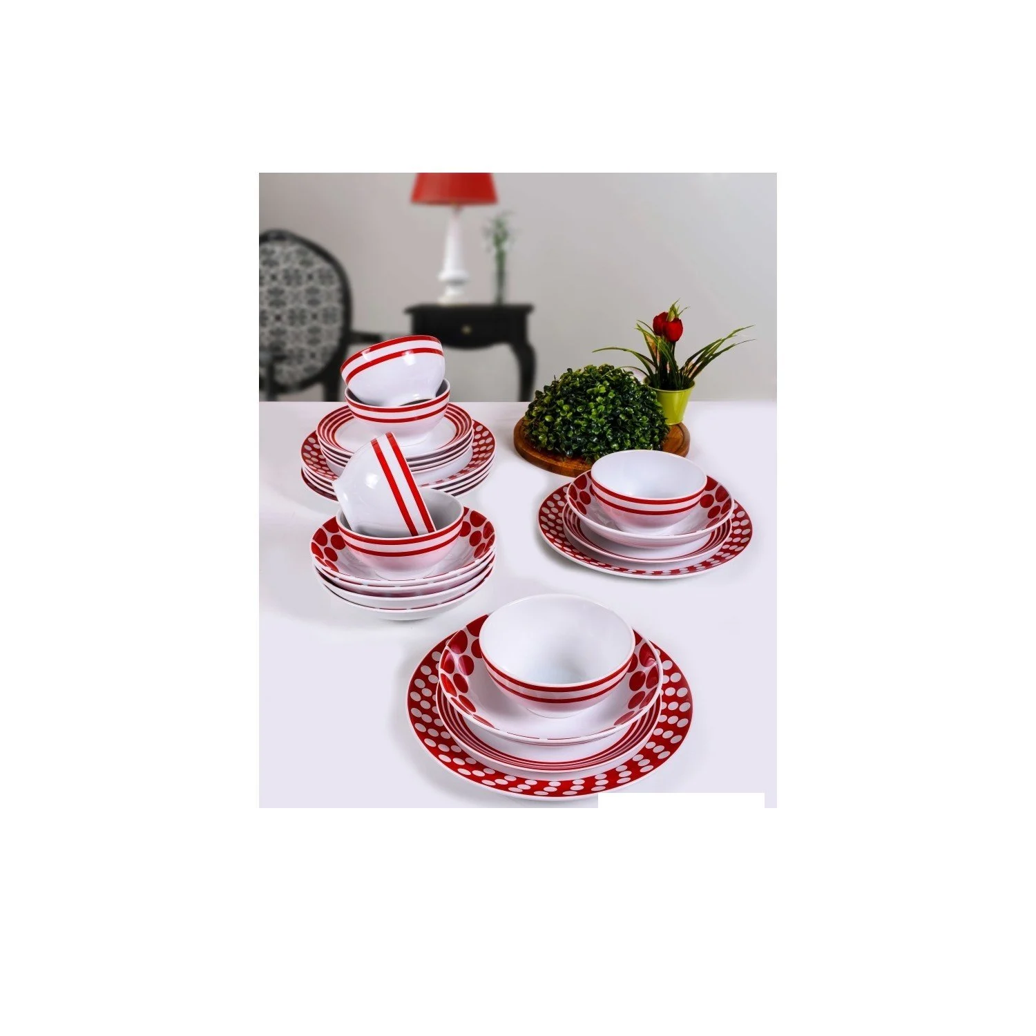 Keramika 44A Alfa Renklerin Dansı Seramik 24 Parça Yemek Takımı