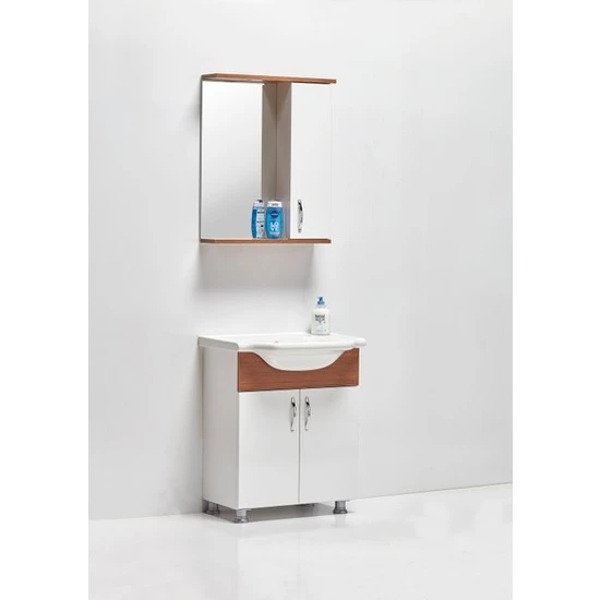 Saydam Royal 55 cm Mdf Teak Beyaz Banyo Dolabı