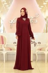 GAMZE ÖZKUL Bordo Nrs4017 Kuğu Abiye