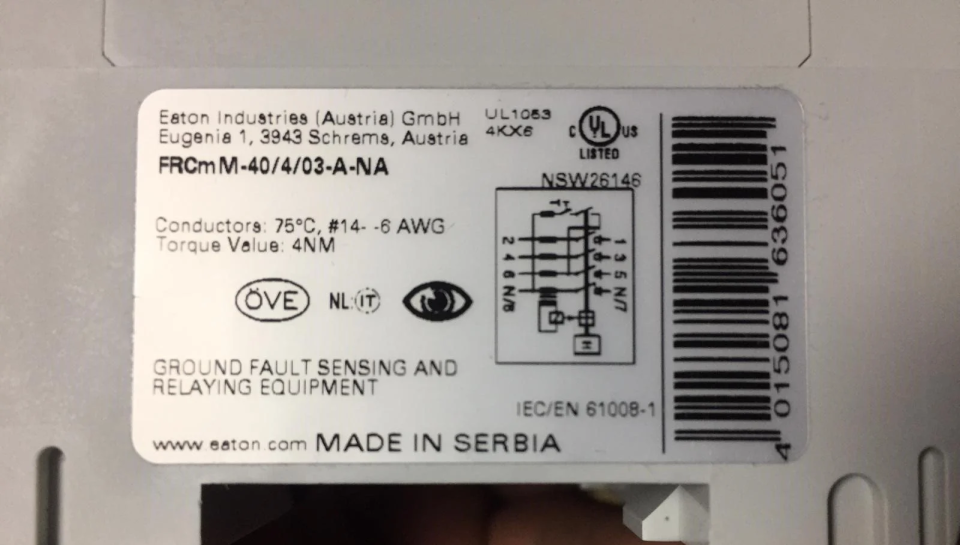 EATON FRCMM-40/4/03-A-NA 167105 [A tipi] Kaçak Akım Koruma Şalteri