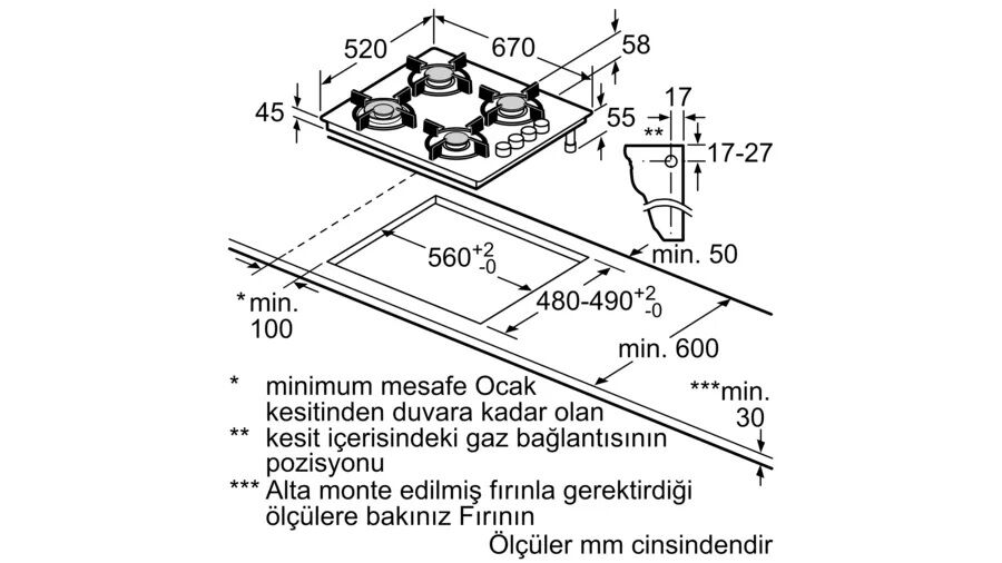 Bosch POP7C2O12O Beyaz Cam Ankastre Ocak