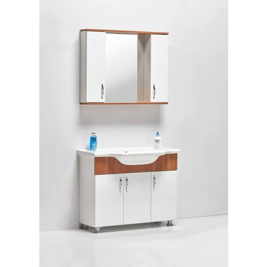 Saydam Royal 100 cm Teak Beyaz Mdf Banyo Dolabı