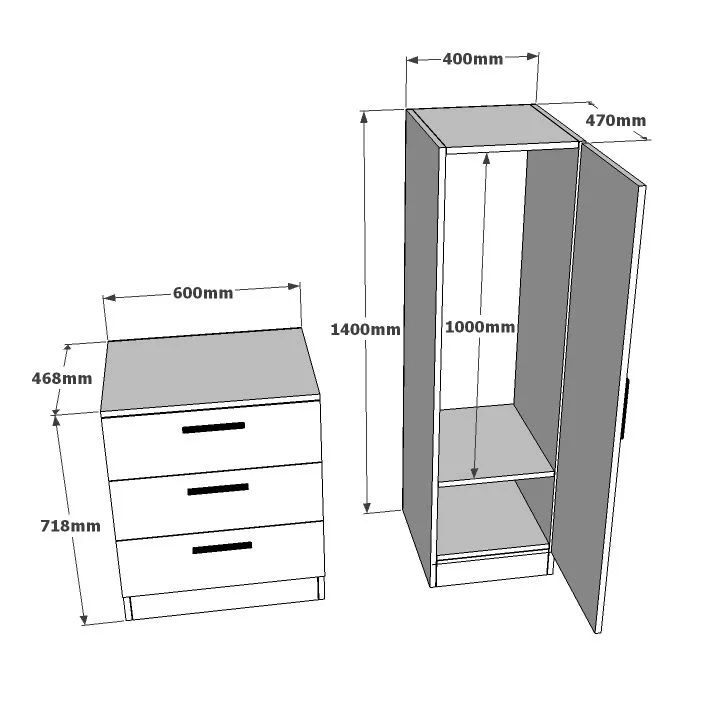 Yurudesign Nancy CC6-AW Atlantik Çam-Beyaz Aynalı Şifonyer Gardrop