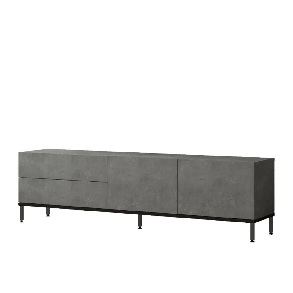 Yurudesign Luvio LV6-RL Beton-Siyah Tv Ünitesi