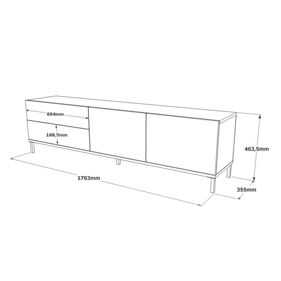 Yurudesign Luvio LV6-RL Beton-Siyah Tv Ünitesi