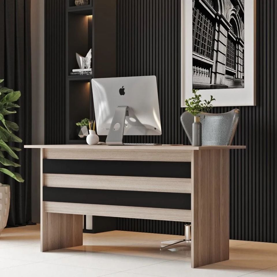 Yurudesign Vario VO1-OB Meşe&Lareks&Siyah Ofis Çalışma Masası