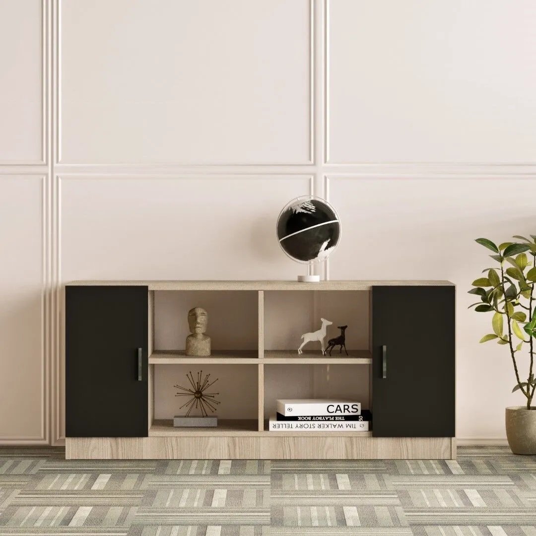 Yurudesign Vario VO6-OB Meşe&Lareks&Siyah Ofis Kitaplık