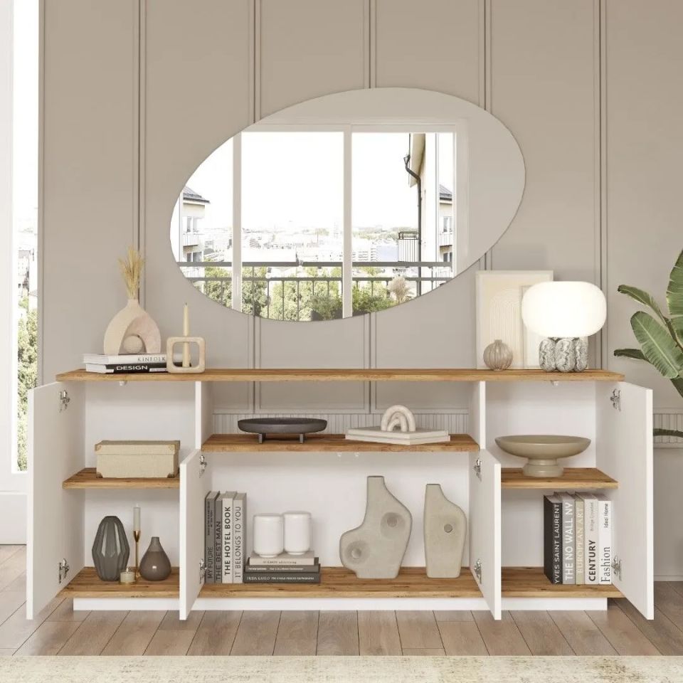Yurudesign Future FR15-AW Çam Beyaz 4 Kapaklı Konsol