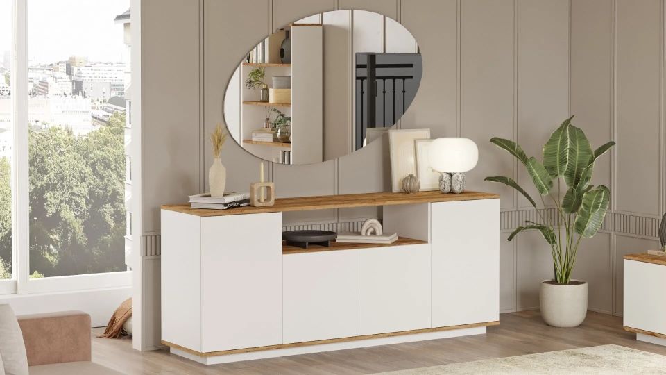 Yurudesign Future FR15-AW Çam Beyaz 4 Kapaklı Konsol