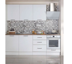 Parlak Beyaz Ankastre Modüllü 240 Cm Mutfak Dolabı