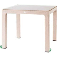 Violet Rattan 90 x 90 cm Camlı Masa Bahçe Balkon Masası