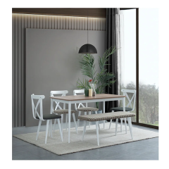 Truva 70x135 cm Santiago - Beyaz Sabit Masa Seti